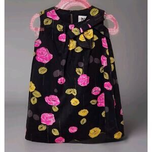 MILLY Minis Drsigner‎ Floral Dress Black/Pink Holiday Party Birthday y